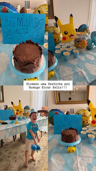 Photo by BIANCA BOCA ROSA ⭐️???? on April 16, 2026. May be an image of lego, chocolate cake and text that says '天水果 BEM:VINDO DE.VOLTA GURGO fizemos uma festinha pro Gudugo ficar feliz! ! .KCM BEM-VADO'.