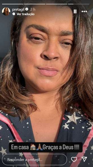 Preta Gil comemora alta de hospital após cirurgia em story publicado no Instagram