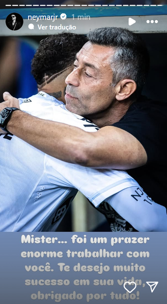 Neymar se despede de Pedro Caixinha