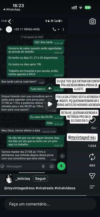 Clientes se reuniram em frente à My Vintage Dress, em Pinheiros, na zona oeste de São Paulo, nesta terça-feira, 1º, após relatos de problemas na entrega de vestidos de noiva.